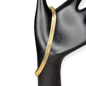 Vintage Milor Italy 14k Gold Herringbone Bracelet 8" w/Lobster Claw Clasp Signed